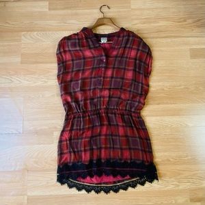 Plaid Red Mini Dress L